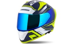 Viso veido šalmai Cassida: Motociklininko šalmas Cassida Aero Drome Blue/Fluo Yellow/Light Blue/White Blue/White