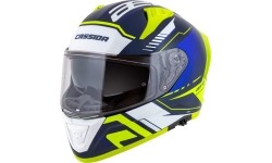 Viso veido šalmai Cassida: Motociklininko šalmas Cassida Aero Drome Blue/Fluo Yellow/Light Blue/White Blue/White
