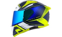 Viso veido šalmai Cassida: Motociklininko šalmas Cassida Aero Drome Blue/Fluo Yellow/Light Blue/White Blue/White