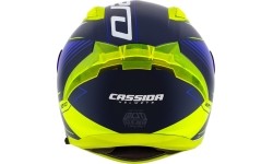 Viso veido šalmai Cassida: Motociklininko šalmas Cassida Aero Drome Blue/Fluo Yellow/Light Blue/White Blue/White