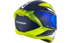 Viso veido šalmai Cassida: Motociklininko šalmas Cassida Aero Drome Blue/Fluo Yellow/Light Blue/White Blue/White