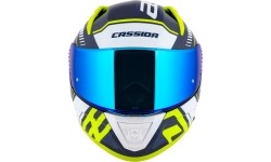 Viso veido šalmai Cassida: Motociklininko šalmas Cassida Aero Drome Blue/Fluo Yellow/Light Blue/White Blue/White