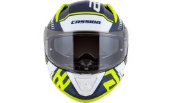 Viso veido šalmai Cassida: Motociklininko šalmas Cassida Aero Drome Blue/Fluo Yellow/Light Blue/White Blue/White