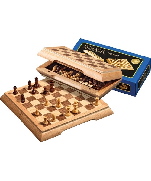 Backgammon, Chess, Checkers Philos: Travel Chess Set Philos wood, magnetic 17 x 8.5 cm