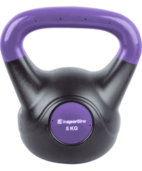 Neoprene Kettlebells inSPORTline: Vinilinė gira cementiniu užpildu Vin-Bell Dark 5kg