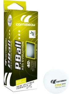 Cornilleau P-Ball ABS Evolution 3*** stalo teniso kamuoliukai, balti, 3 vnt.