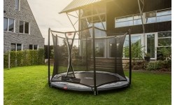 Įleidžiami batutai BERG: Batutas BERG InGround Favorit - 430 cm, pilkas, su saugos tinklu Comfort