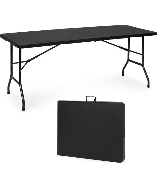Tables ModernHOME: Maitinimo stalas 180 cm sulankstomas, juodas ModernHome