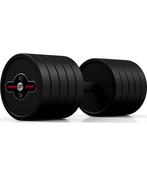 Gumuoti hanteliai Marbo Sport: Gumuotas hantelis Marbo - 40 kg, juodas