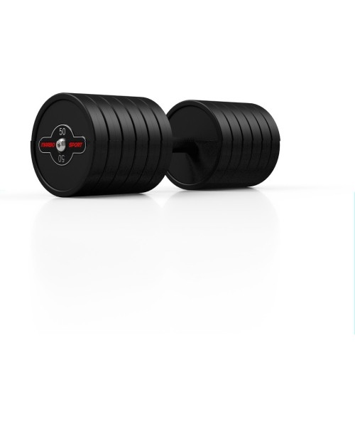 Gumuoti hanteliai Marbo Sport: Gumuotas hantelis Marbo - 50 kg, juodas