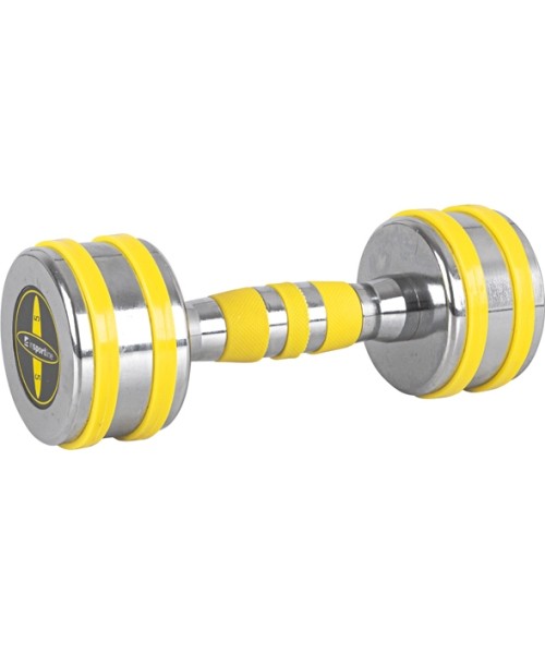Chromuoti hanteliai inSPORTline: Chromuotas hantelis inSPORTline Yellsteel 5 kg