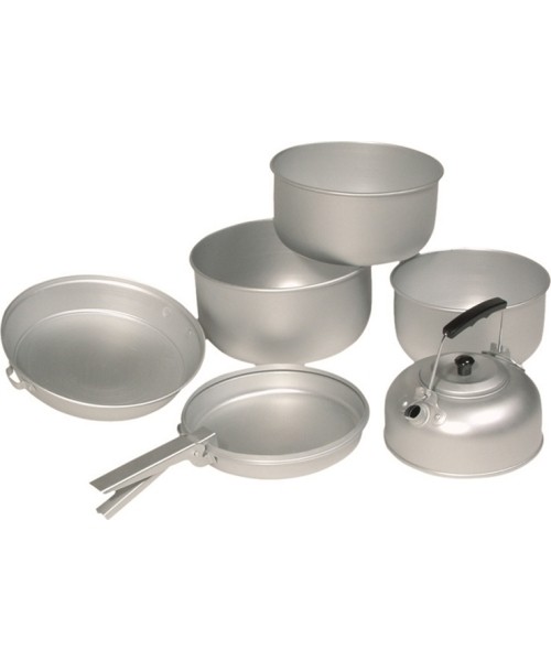 Indai MIL-TEC: ALU COOK-SET (3 COOK POTS,PAN,TEA POT)
