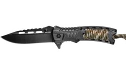 Hunting and Survival Knives MIL-TEC: KAMUFLIAŽINIS VIENOS RANKOS PEILIS PARACORD W.FIRE STARTER