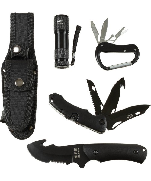 Hunting and Survival Knives MFH: Peilio rinkinys MFH, juodas