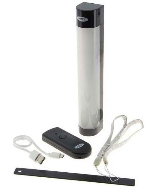 Stovyklavimo žibintai NGT: Didelis žibintas su nuotoliniu pulteliu NGT, 2600 mAh, 21 x 3,5 x 3,5 cm