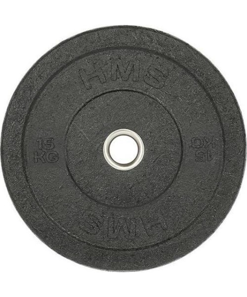 50 mm - Plieniniai svoriai padengti guma HMS: CHTBR JUODA OLIMPINĖ LĖKŠTĖ - HMS
