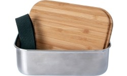 Indai Origin Outdoors: Pietų dėžutė Origin Outdoors Bamboo, 0.8L, nerūdijančio plieno