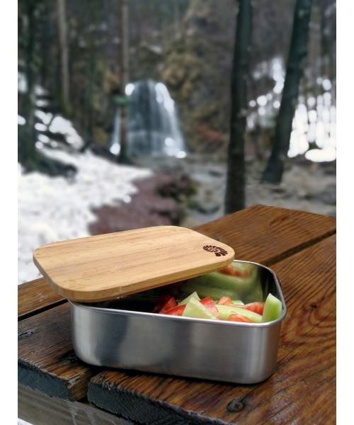 Priešpiečių dėžutė Origin Outdoors Bamboo, 0,8 l, nerūdijantis plienas