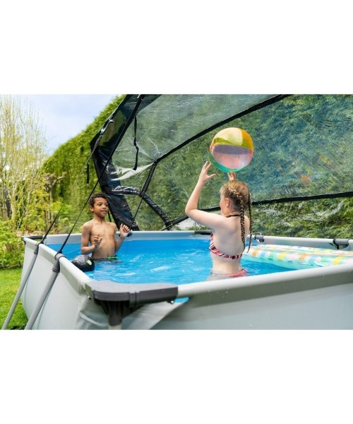 EXIT Soft Grey pool 300x200x65cm with filter pump and dome - grey