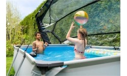 EXIT Soft Grey pool 300x200x65cm with filter pump and dome - grey
