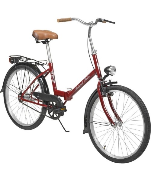Dviračiai jaunimui ir suaugusiems : Dviratis AZIMUT Fold 24" 2023 burgund shiny