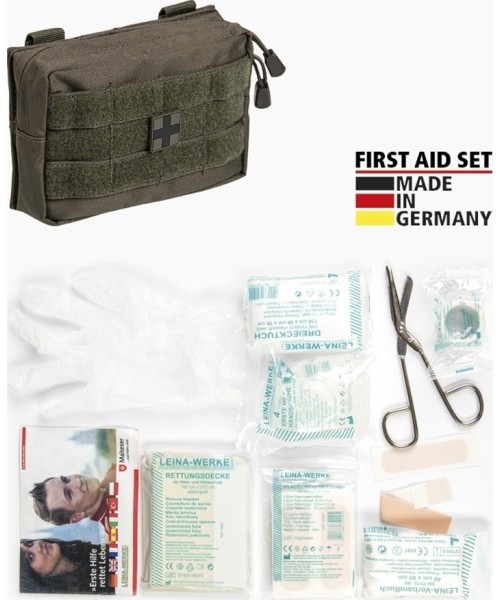 Stovyklavimo aksesuarai MIL-TEC: OD SMALL 25-PIECE FIRST AID SET LEINA