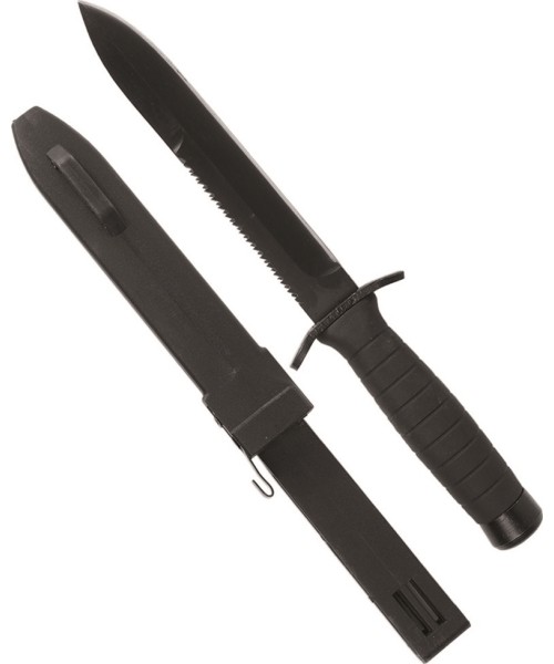 Medžiokliniai ir išgyvenimo peiliai MIL-TEC: BLACK COMBAT KNIFE WITH SAW AND SCABBARD
