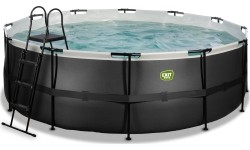 Viršžeminiai baseinai Exit: Baseinas EXIT Black Leather ø427x122cm su pompa su filtru - juodas