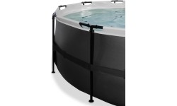 Viršžeminiai baseinai Exit: Baseinas EXIT Black Leather ø427x122cm su pompa su filtru - juodas