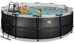 Viršžeminiai baseinai Exit: Baseinas EXIT Black Leather ø427x122cm su pompa su filtru - juodas