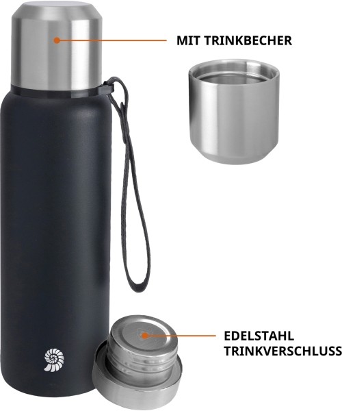 Termosas Origin Outdoors Vacuum PureSteel, 0,5 l, juodas