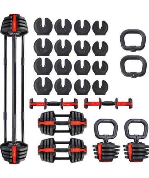 Keičiamo svorio hanteliai ir rinkiniai HMS: SGR18 PRO SET 3IN1 REGULIUOJAMI HANTELIAI 20 KG HMS