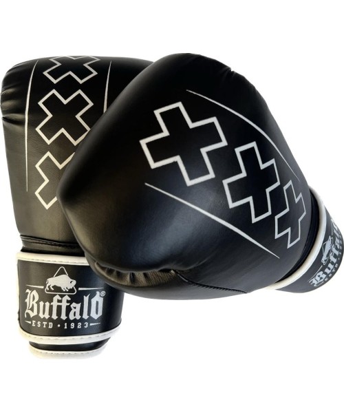 Boxing Gloves Buffalo: "Buffalo Outrage" bokso pirštinės juoda ir balta 14oz