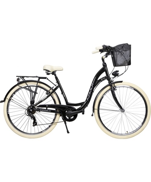 Dviračiai jaunimui ir suaugusiems : Dviratis AZIMUT Sarema 28" ALU TX-7 2023 black shiny