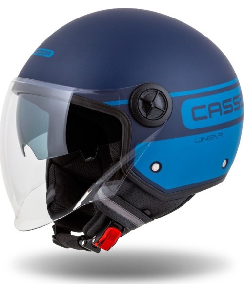 Motorolerių šalmai Cassida: Motorcycle Helmet Cassida Handy Plus Linear Pearl Matte Blue/Dark Blue