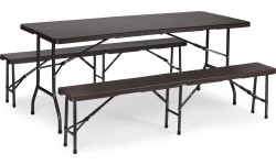 Stalai ModernHOME: Maitinimo stalas 180 cm + 2 suolai banketinis rinkinys rotango