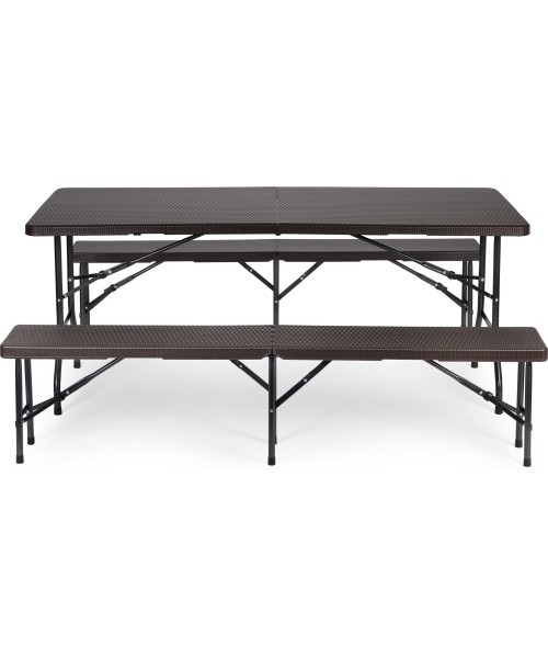 Stalai ModernHOME: Maitinimo stalas 180 cm + 2 suolai banketinis rinkinys rotango
