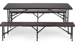 Stalai ModernHOME: Maitinimo stalas 180 cm + 2 suolai banketinis rinkinys rotango