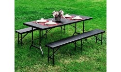 Stalai ModernHOME: Maitinimo stalas 180 cm + 2 suolai banketinis rinkinys rotango