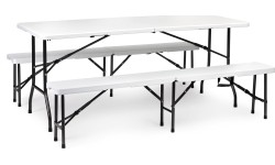 Tables ModernHOME: Maitinimo stalas 180 cm + 2 suolai banketinis rinkinys baltas