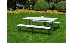 Tables ModernHOME: Maitinimo stalas 180 cm + 2 suolai banketinis rinkinys baltas