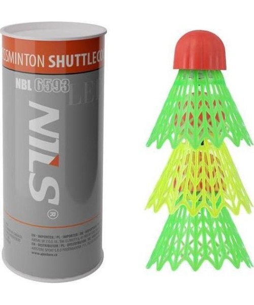 Badminton Shuttlecocks Nils: Greitojo badmintono plunksniukai Nils NBL6593, nailonas, LED, 3 vnt.