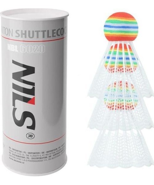 Badmintono plunksnelės Nils: Nailoniniai badmintono plunksniukai Nils NBL6020, 3 vnt.