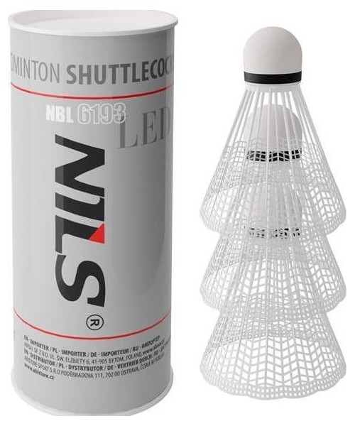 Badmintono plunksnelės Nils: Nailoniniai badmintono plunksniukai Nils NBL6193, LED, 3 vnt.