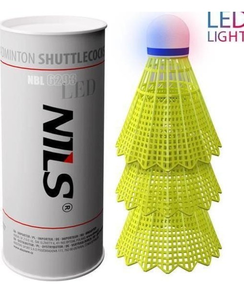 Badminton Shuttlecocks Nils: Nailoniniai badmintono plunksniukai Nils NBL6293, įvairiaspalviai, Led, 3 vnt.