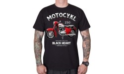 T-Shirt BLACK HEART Motorcycle Panelka - Black