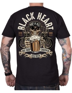Marškinėliai BLACK HEART Beer Biker - Juoda
