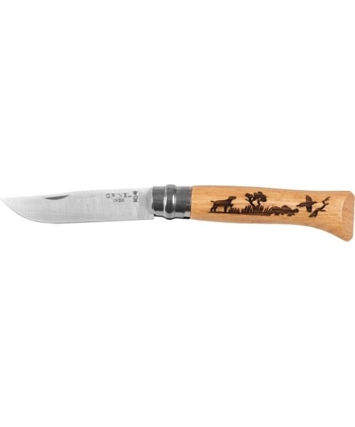 Medžiokliniai ir išgyvenimo peiliai Opinel: "Opinel" peilis 8 inox ąžuolas Animal series - šuo