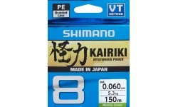 Braided Line Shimano Kairiki 8, 150m, 0.19mm, 12.0kg, Green