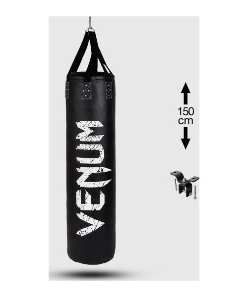 Punching Bags Venum: Venum Challenger Heavy bag + Ceiling Hook - Black/White - Filled - 150cm